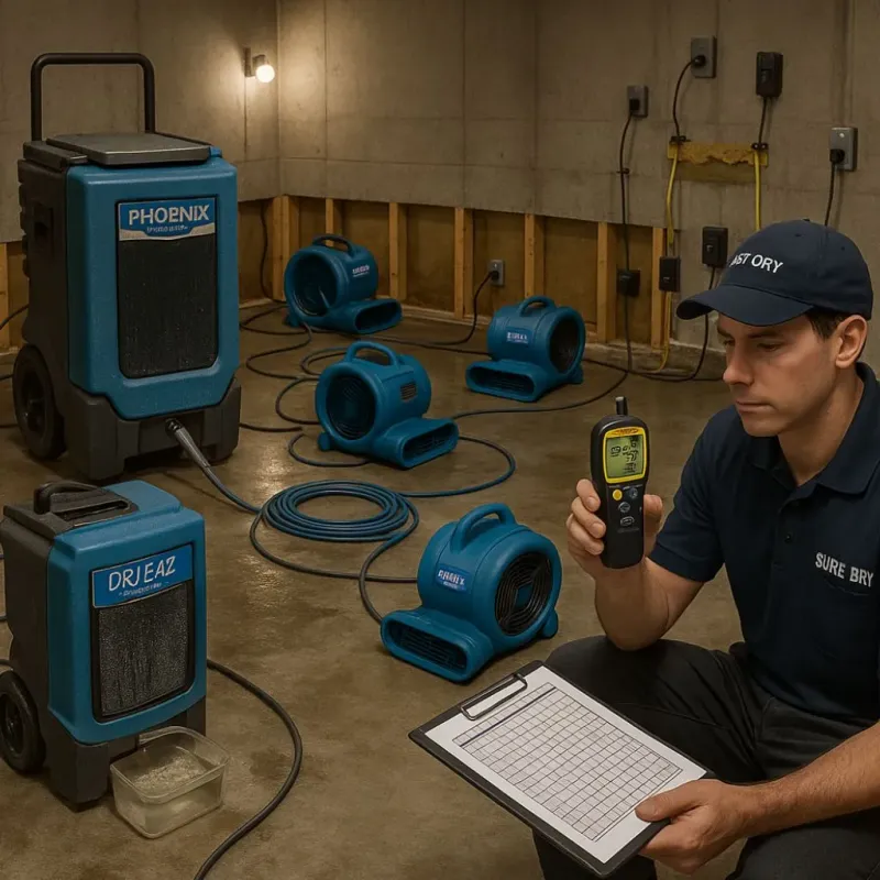 Structural Drying and Dehumidification process in Healdton, OK